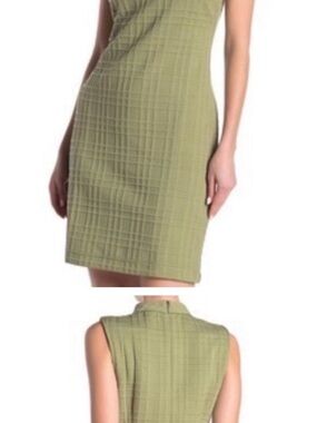 Sharagano Matcha Green Textured Mini Dress